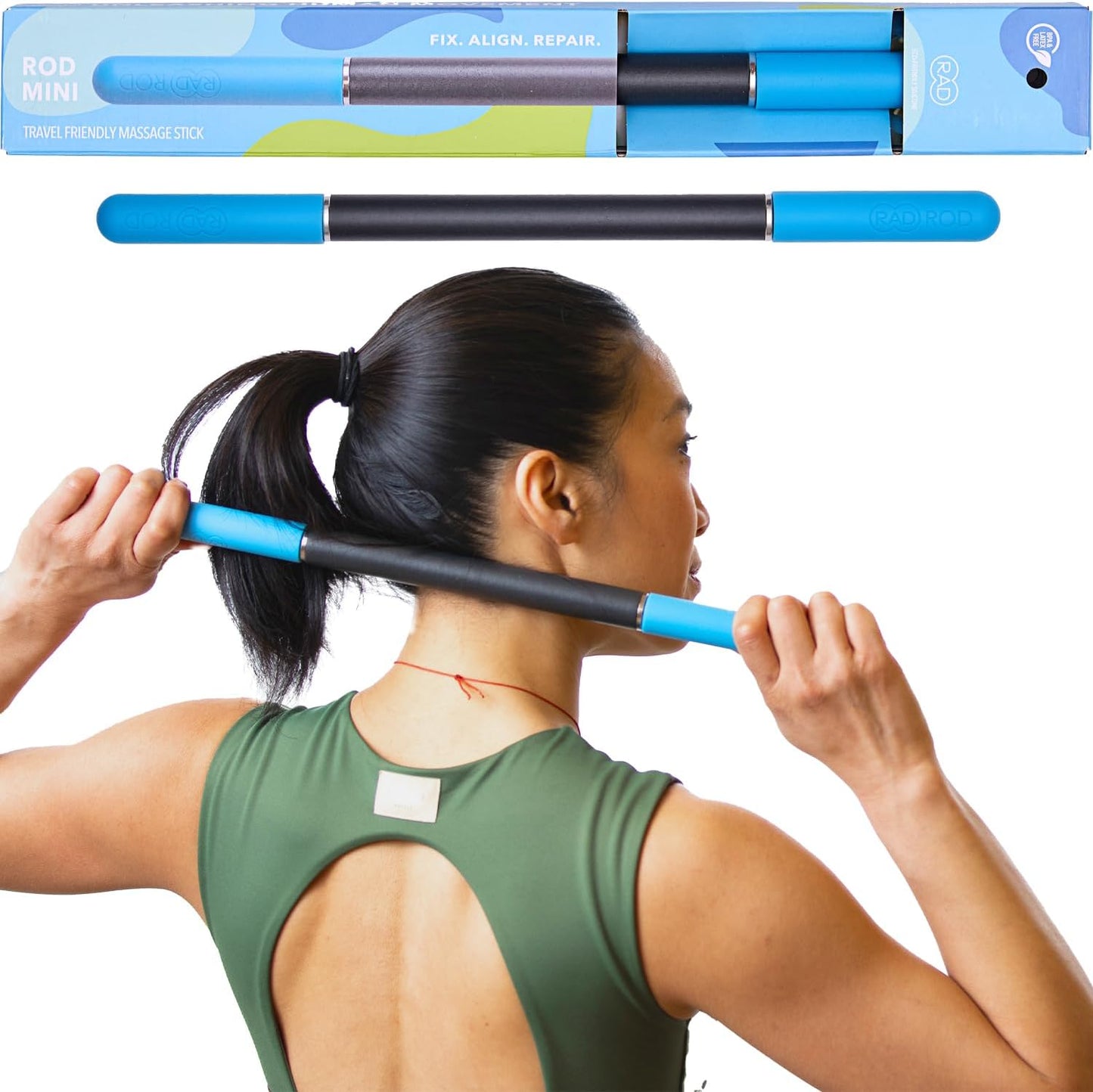 RAD Rod Mini – Compact Deep Tissue Massage Roller Stick – Travel-Ready Myofascial Release Tool for Legs, Back, Neck, Arms & Shoulders – Muscle Roller for Mobility & Recovery