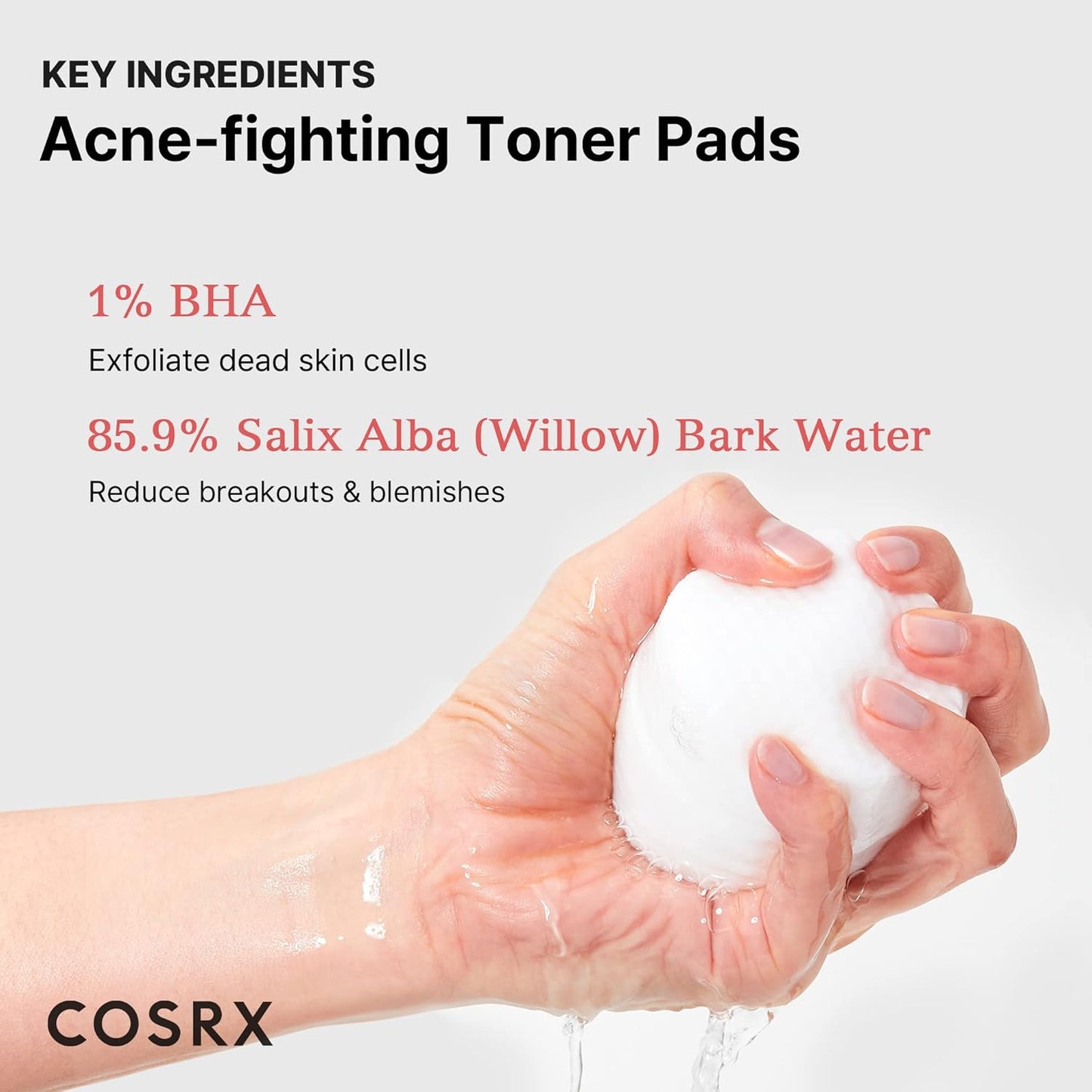 COSRX BHA Toner Pads, 70 Sheets, Exfoliating Pads for Dead Skin & Blackheads, Minimize Pores, Prevent Breakouts, Improve Skin Texture, Korean Skin Care