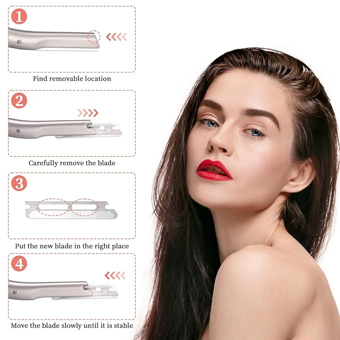 Razor for Women Face with 20PCS Blades, Razor for Face Professional, Facial Razors for Women&men Face with Blade Refills, Facial Razor, Stainless Steel Multipurpose Face Shavers