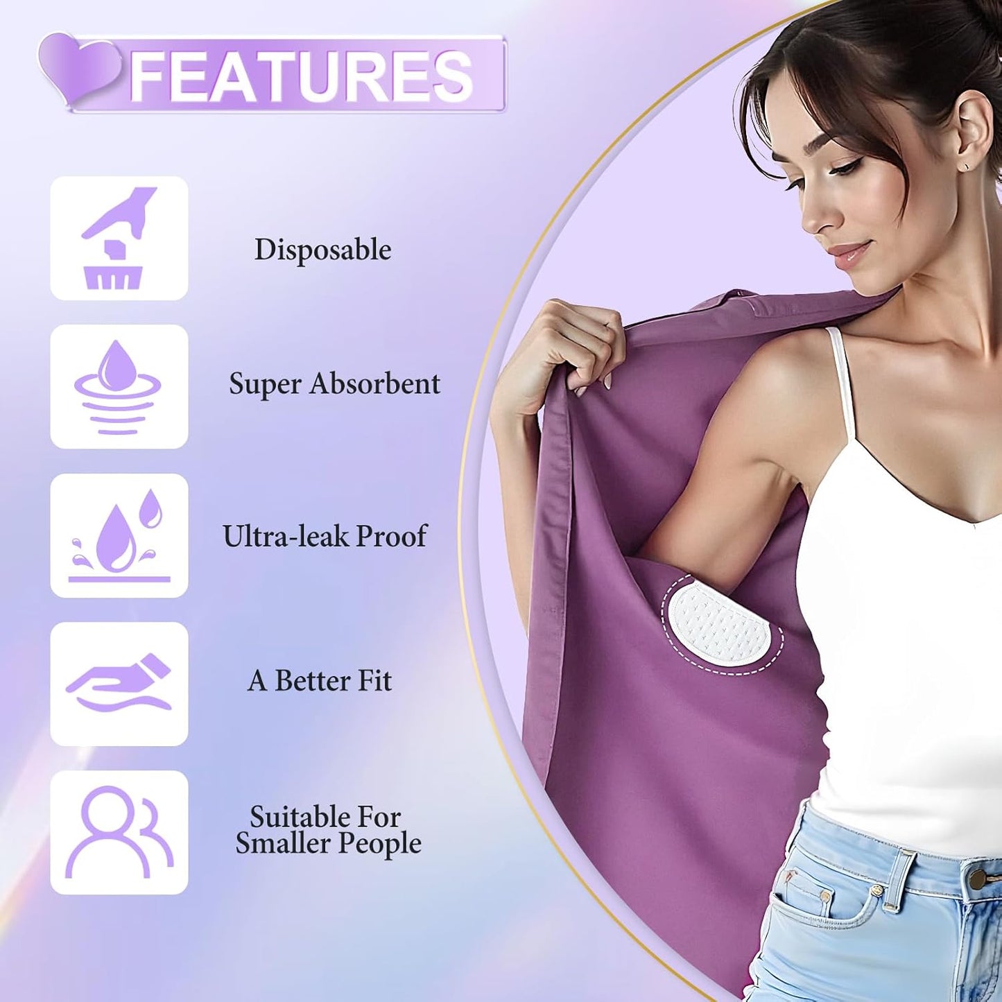 Arme 180 Pcs Armpit Sweat Pads, Underarm Sweat Pads for Women, Disposable Antiperspirant Sweat Pads for Under Arms, Arm Pit Sweat Guards, Invisible Sweat Free Armpit Protection for Hyperhidrosis
