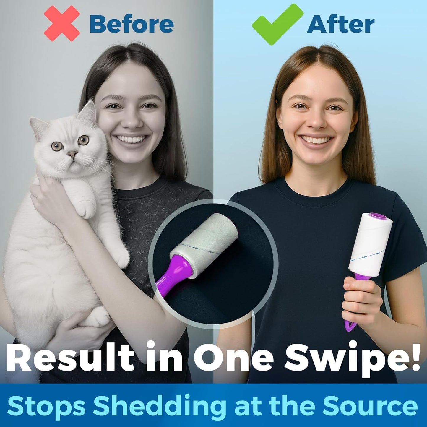 PetLovers Extra Sticky Lint Roller Mega Value Set 450 Sheets for Pet Hair Removal and Clothes, Dog and Cat Lint Remover 5 Pack Purple