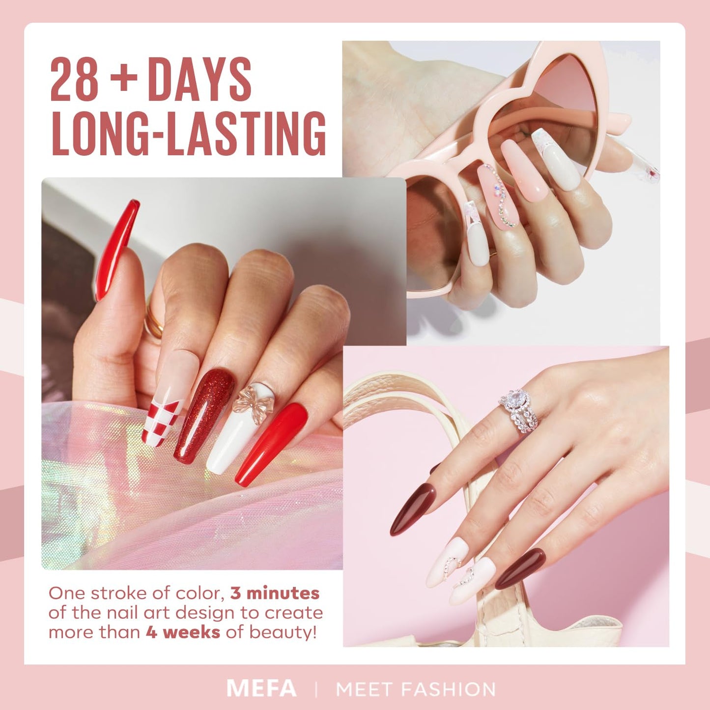 MEFA Glitter Gel Nail Polish Set, 12 Colors Burgundy Red Dark Green Glitter Gel Polish Silver Gold Sparkle Nail Polish Manicure All Seasons Soak Off DIY Salon Gifts for Women