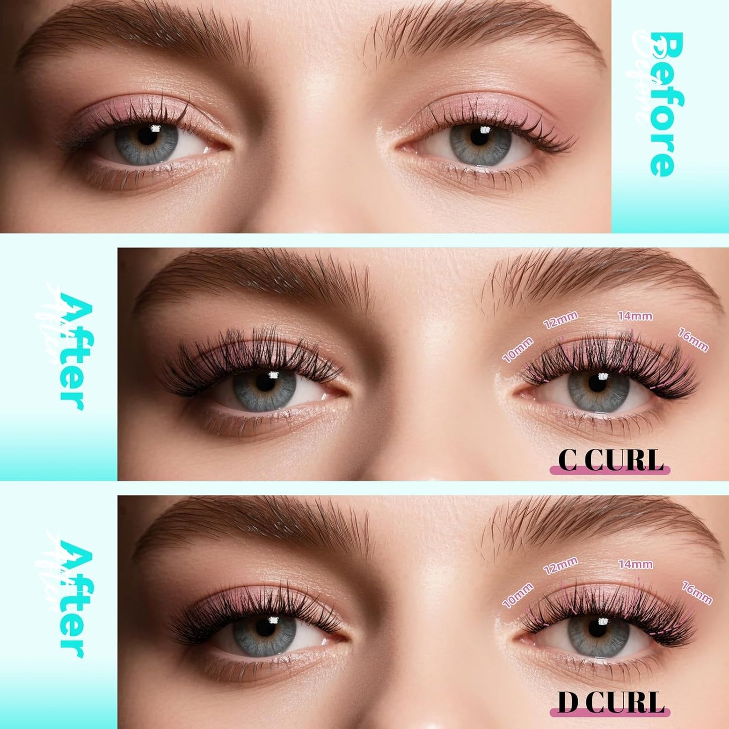 Wispy Lash Clusters Eyelash Extensions 144pcs Individual Lashes Cluster 10mm D Curl Fake Eyelash with Thin Band DIY Cluster Lashes At Home For Beginners (D-10mm)