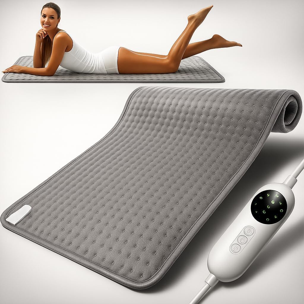 Large Heating Pad for Back Pain & Cramps Relief, 17x33 Inch, 10 Heat Settings & Moist Heat Therapy, 3 Auto Shut-Off Timers, Electric Heating Pad for Shoulder & Neck