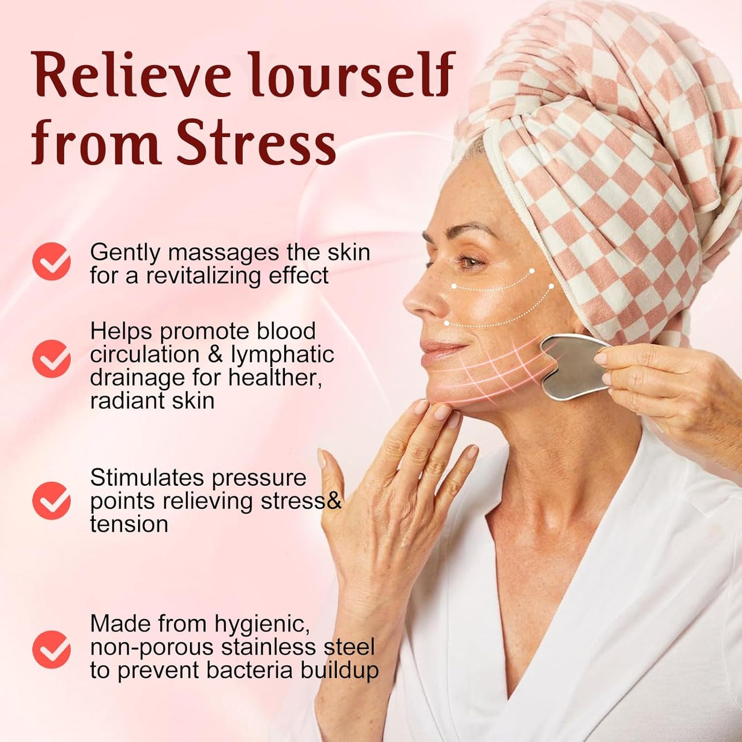 Gua Sha Facial Tools and Face Roller Set, Lymphatic Drainage Massager，Stainless Steel Facial Sculpting Eyes Roller Guasha for Face, Chin & Jawline Sculpting,Skin Care