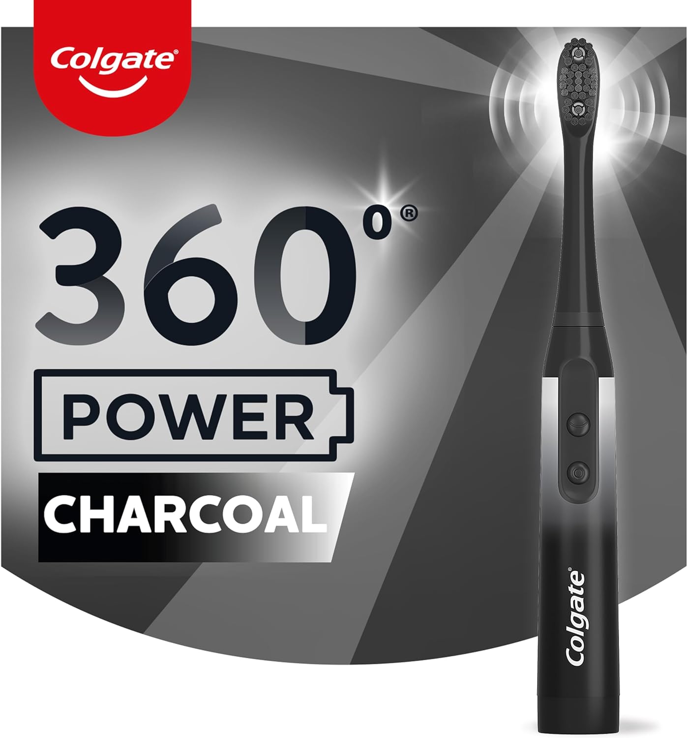 Colgate 360 Charcoal Sonic Powered Battery Toothbrush (Pack of 2)