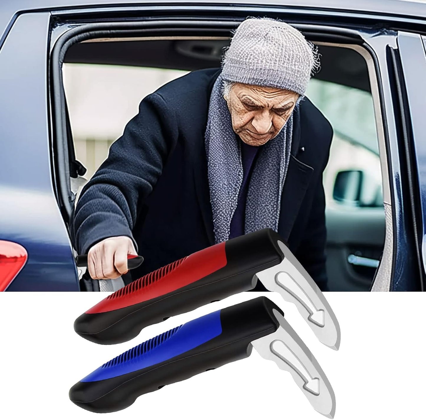 2PACK Car Handle Assist for Elderly, Door Handles for Automotive, Multifunctional Car Handle Assist, Handicapped Elderly Assistant Support Bar RED & Blue