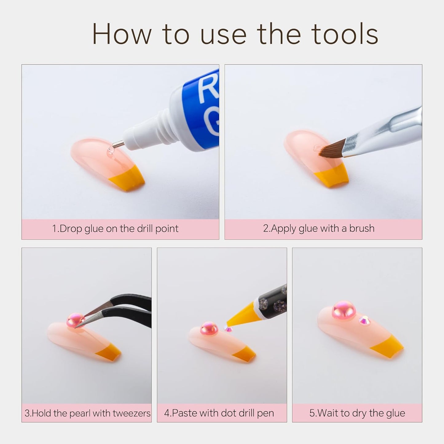 60g Pink Flat Back Pearls Rhinestones for Crafts Mixed Size 3mm-10mm AB Color Round Half Pearls Flatback Pearl Beads and Resin Rhinestones Set for Face Art with Glue