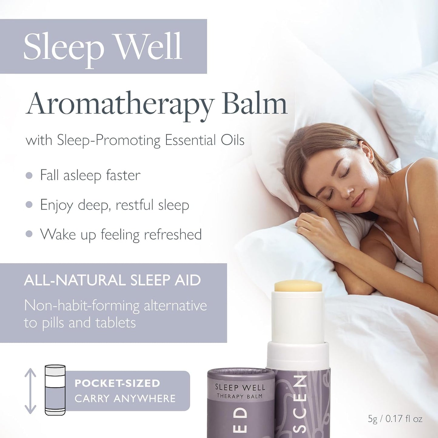 Scentered Sleep Well Balm – Aromatherapy Sleepstick with Lavender & Chamomile – Natural Sleep Aid Essential Oil Roll On – Relaxation Gifts for Women to Help Sleeping