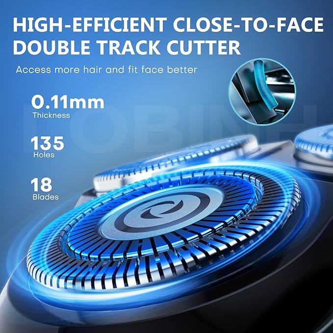 Electric Shaver for Men, 100% Washable Rechargeable Waterproof Electric Razor Wet & Dry Shaving with Pop-up Trimmer, 1 Hour Fast Charging, 4D Floating Head, LCD Power Indicator