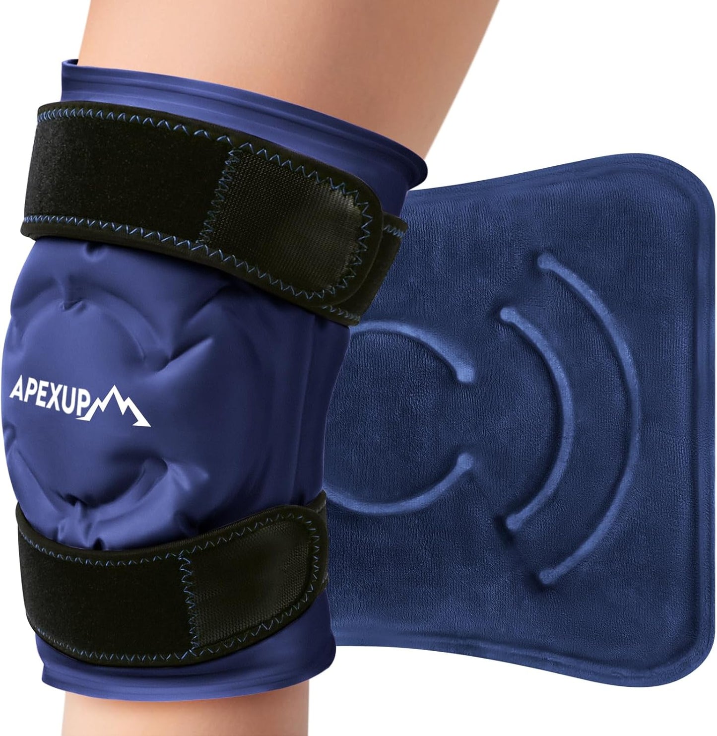 APEXUP Ice Pack for Knee Pain Relief, Large Reusable Wrap After Surgery, Flexible Gel Cold Pack for Injuries, Pain Relief for Back, Shoulder, Elbow, Ankle and Leg (Navy Blue, XXL, 1PK)