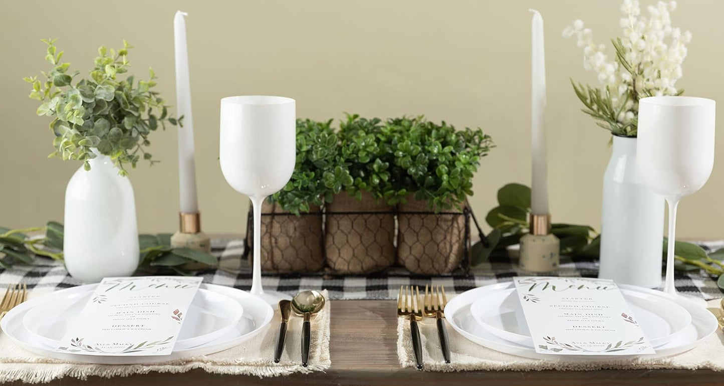 PLASTICPRO [30 Pack 10.7''] White Plastic Party Plates Edge Collection Premium heavyweight Elegant Disposable Tableware Dishes