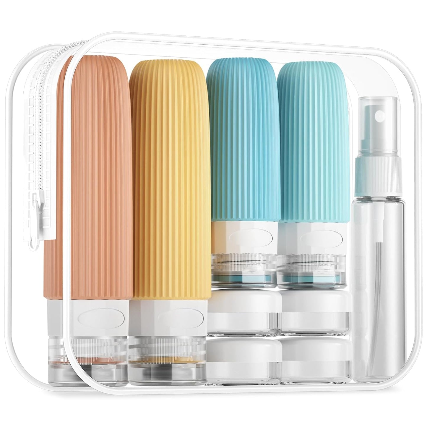 16 Pack Travel Bottles Set, TSA Approved Leak Proof Silicone Squeezable Containers for Toiletries, Refillable Travel Accessories for Conditioner, Shampoo, Lotion & Body Wash Accessories