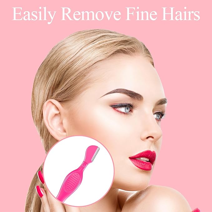 Mudder 21 Pcs Eyebrow Razor Eyebrow Shaver Facial Razor Multipurpose Face Trimmers with Precision Cover for Women Makeup Care Tools(Rose Red)