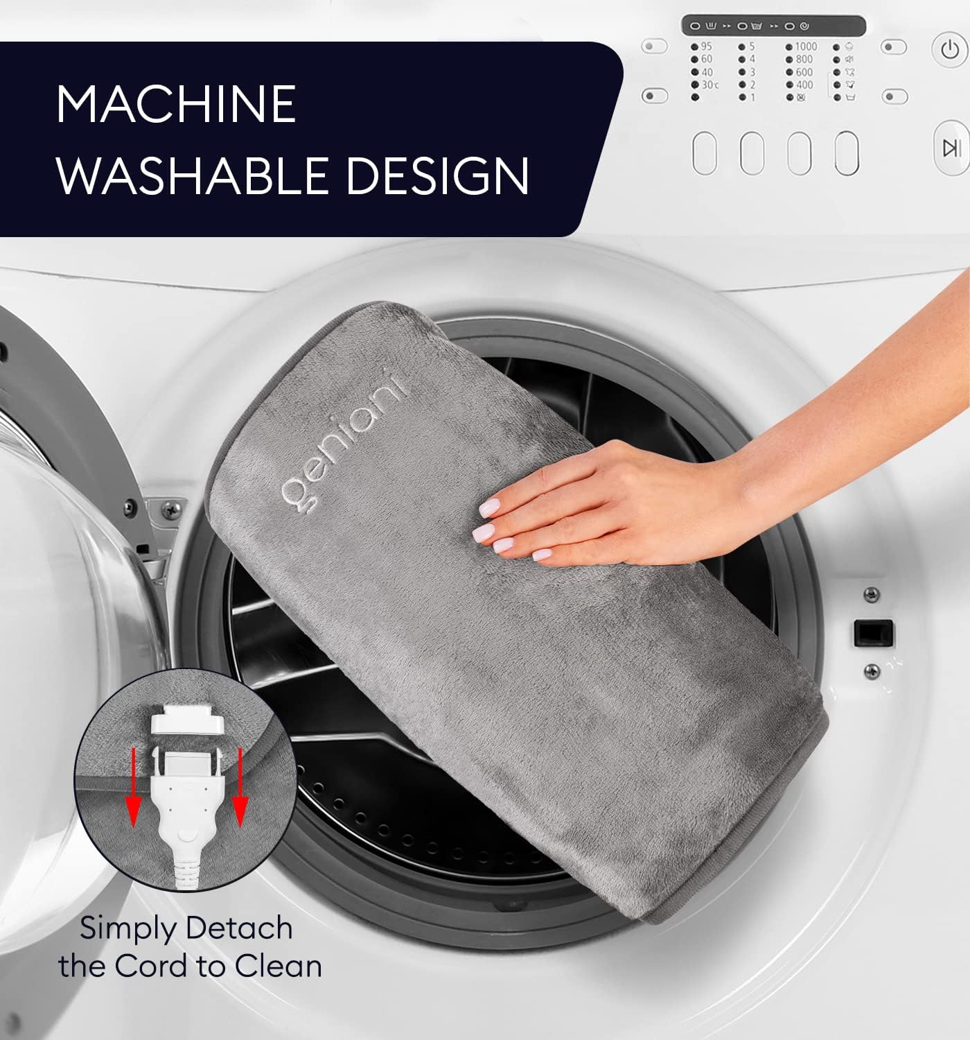 GENIANI Electric Throw - XL Heating Pad for Back and Cramps Relief, 15"x24" Electric Heat Pad with Auto Shut-Off, Adjustable Strap, Soft Fabric, Ideal for Lower Back & Stomach – Gift for Women & Men