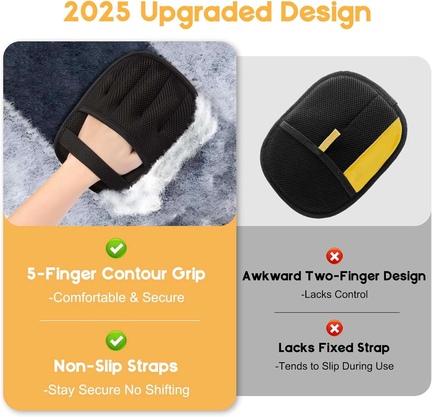 Pet Hair Remover, 2025 Upgrated Five-Finger Electrostatic Pet Hair Removal Gloves, Cat & Dog Hair Remover for Couch, Furniture,Clothing, Animal Fur Removal Tool, Cat Grooming Gloves-2PCS