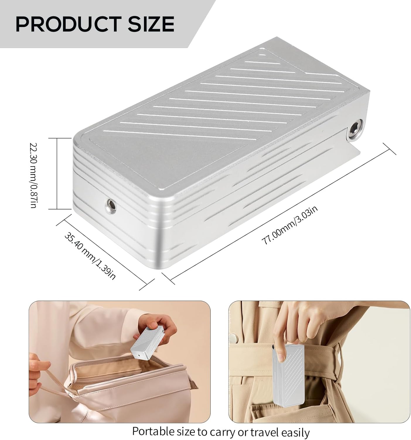 Pill Cutter for Small and Tiny Pills, Professional Aluminum Pill Splitter with Auto Centering Device and 2 Replaceable Stainless Steel Blades, Portable Pill Splitter with PU Case (Silver)