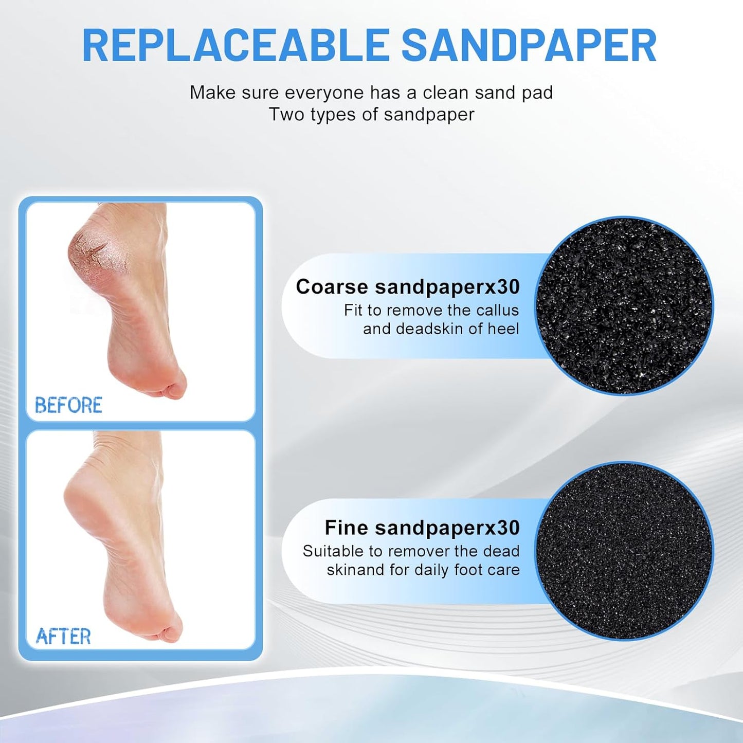 krofaue Electric Foot Callus Remover - Professional Aluminum Foot File with 60pcs Sandpaper Disk, Adjustable Speed Pedicure Tool for Dead Skin at Home Salon