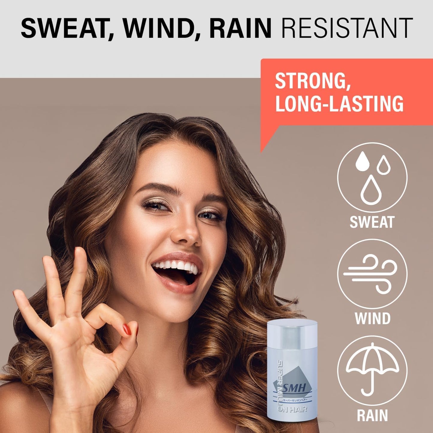 SMH Plant-Based Hair Fibers MADE IN JAPAN – Instantly Conceals Thinning Hair –Long-Lasting, Natural Look – Sweat, Water & Wind Resistant – For Men & Women (10g, Light Brown)