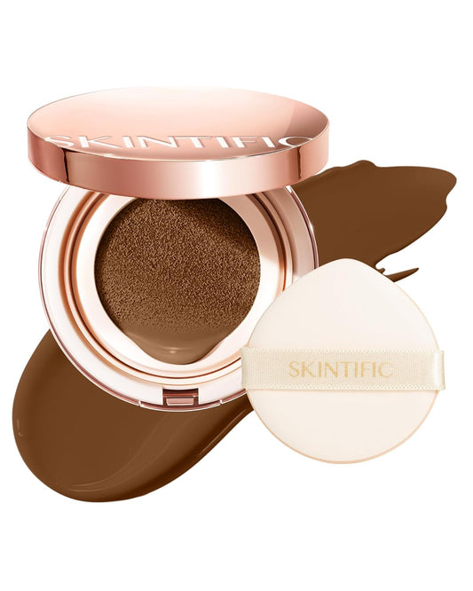 Full Coverage Cushion Foundation, Weightless, Skin Fit, Satin Glow Finish, Oil-Control Waterproof Foundation, Sweatproof Flawless BB Cream CC Korean Makeup Buildable