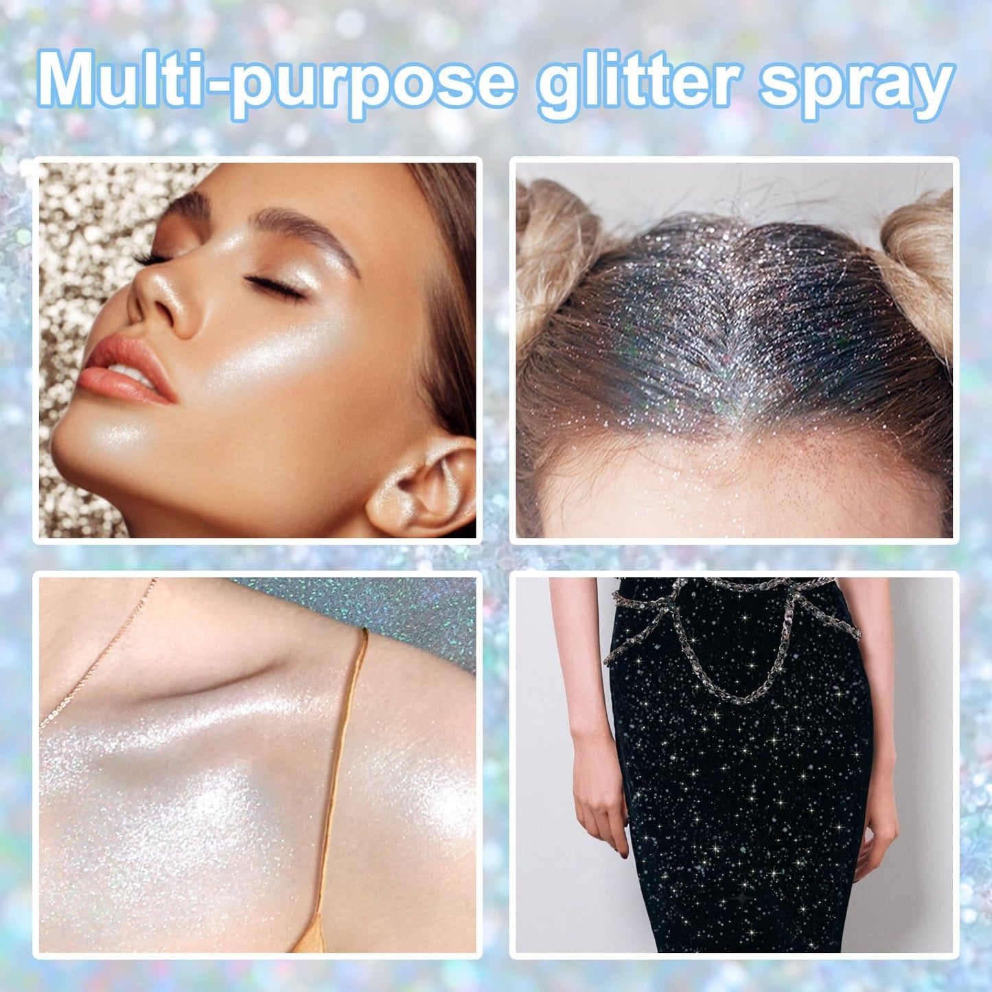 Hair and Body Glitter Spray, 1PC Glint-Rainbow Hair Glitter Extra Fine Face Shimmer Powder for Clothes, Festival Loose Sparkle Powder for Rave Clothes Nail Art Easter Halloween Crafts (Glint-Rainbow)