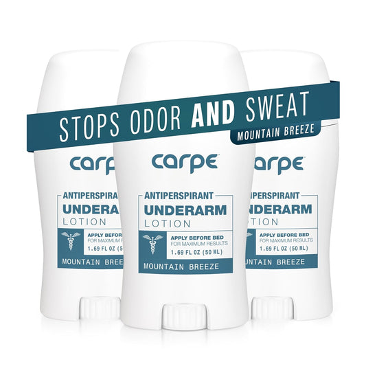 Carpe Underarm Antiperspirant and Deodorant, Clinical strength with Mountain Breeze scent, Combat excessive sweating Stay fresh and dry, Great for hyperhidrosis (Pack of 3)