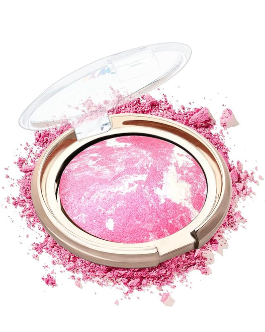 Baked Powder Blush, Glow Marbleized Blush Powder Palette,Lightweight Shimmery Facail Blusher for Face Cheeks,Eyeshadow & Highlight,Makeup Gift for Women rubores de maquillaje(0.49Ounce)-02
