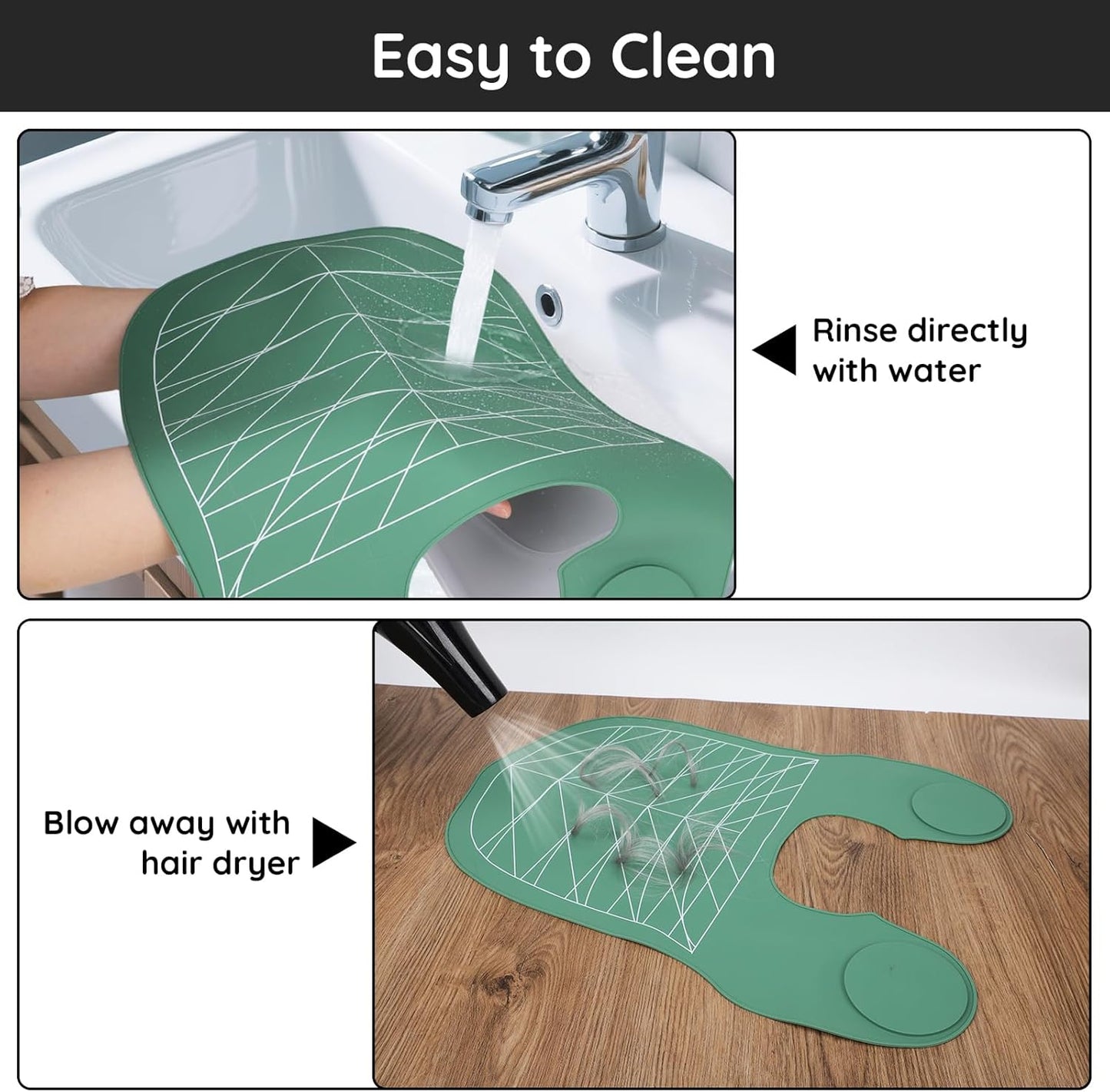 Segbeauty Hair Cutting Guide Mat Green, Longer Silicone Waterproof Cutting Mat for Barber Shop Salon, Professional Salon Hair Cutting Mat with Guidelines Weighted Neck Wrap for Hair Stylist
