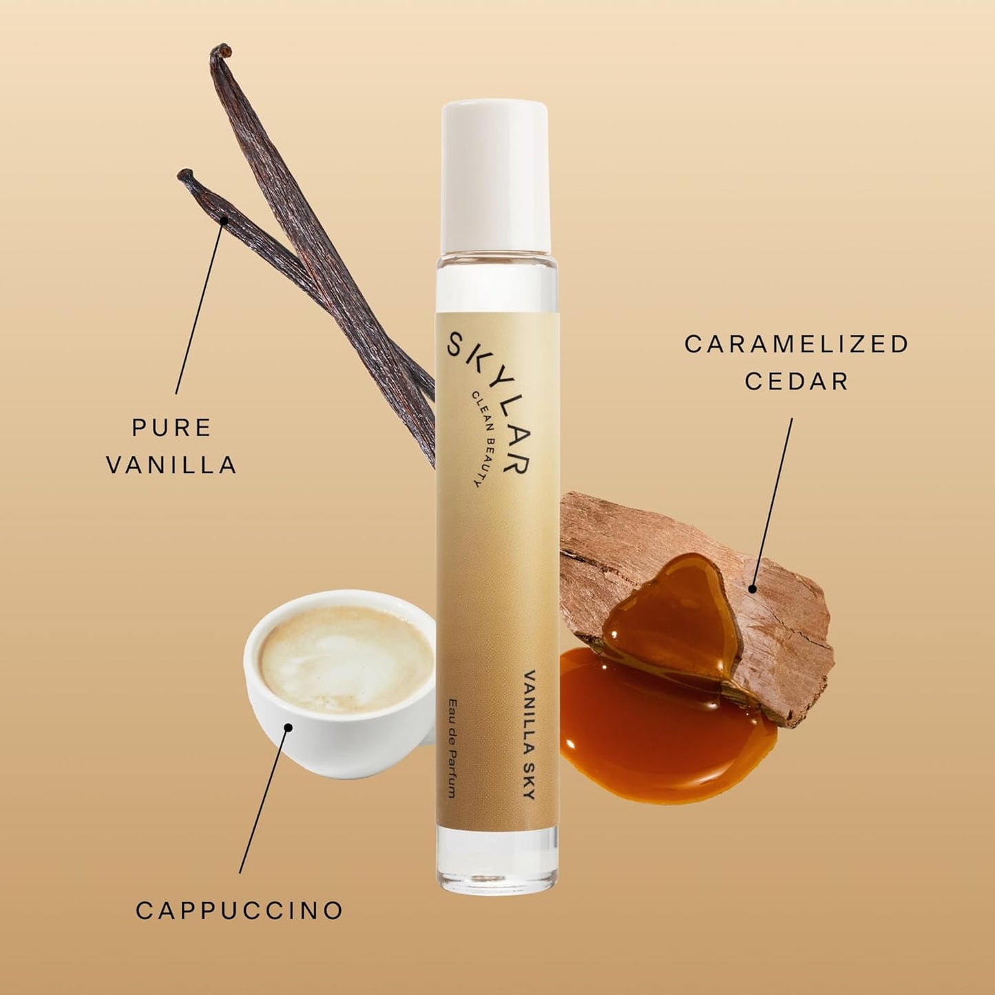 Skylar Vanilla Sky Eau de Parfum -Hypoallergenic & Clean Perfume for Women & Men, Vegan & Safe for Sensitive Skin-Notes of Cappuccino, Vanilla & Caramelized Cedar - 10mL /0.33 Fl oz