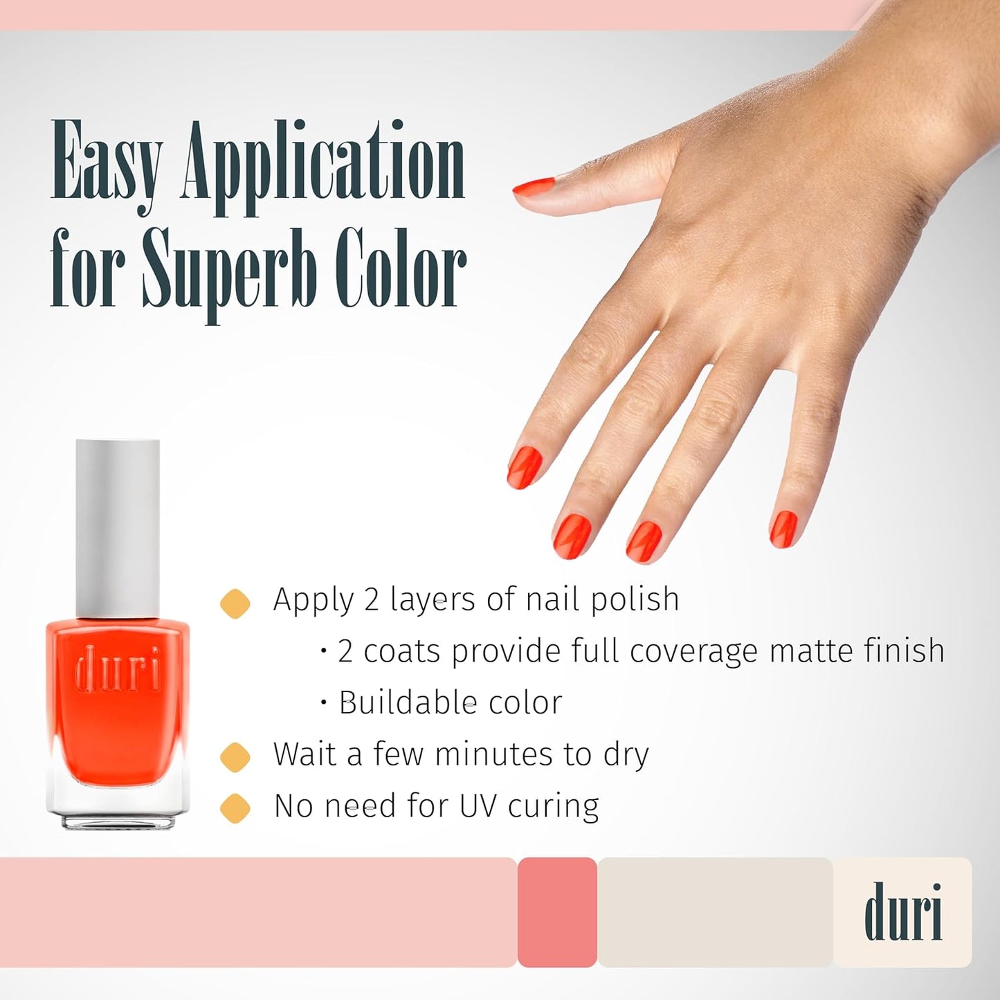 duri 153N Bedeviled Nail Polish, Neon Orange, Matte Finish, Fast Drying, Lasting, 0.45 Fl Oz