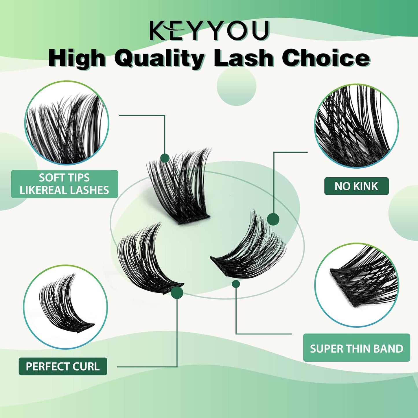 KEYYOU Lash Clusters 96pcs Individual Lashes Y02 D Curl 14mm Eyelash Clusters Volume Wispy Lash Extension Soft&Comfortable Easy DIY Lash Extension at Home(Y02,D-14mm)