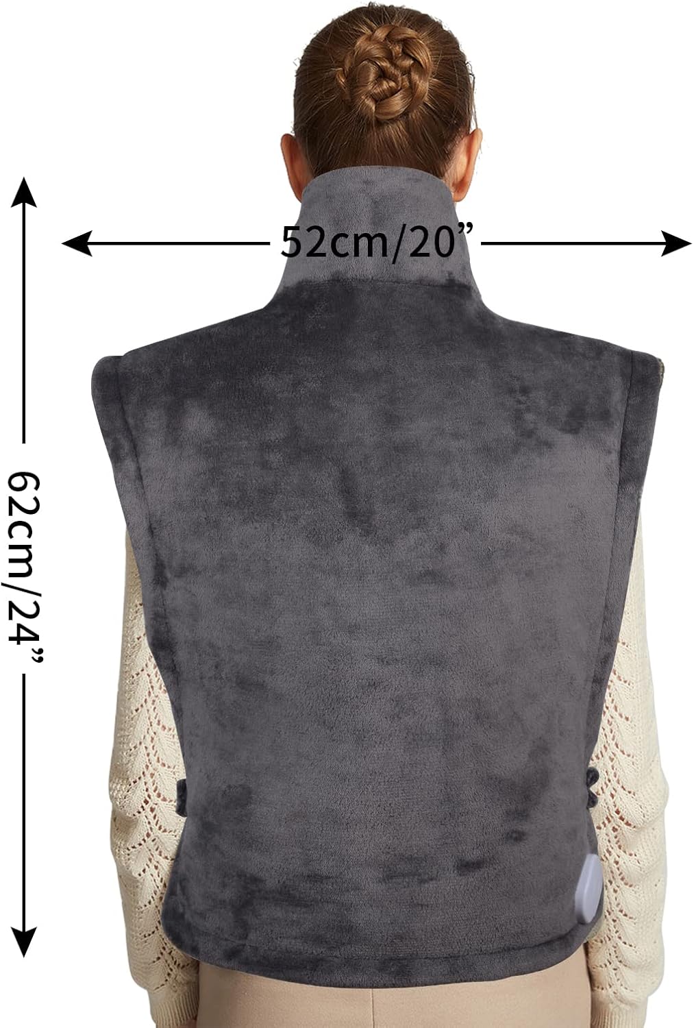 Ambershine 26"x35" XXXL King Size Neck& Shoulder& Back Heating Pad with 12 Temperature Settings& 4 Auto-Off Countdown Timers, Pain Relief for Back/Neck/Shoulder, Christmas gift for mom dad (Dark Gray)