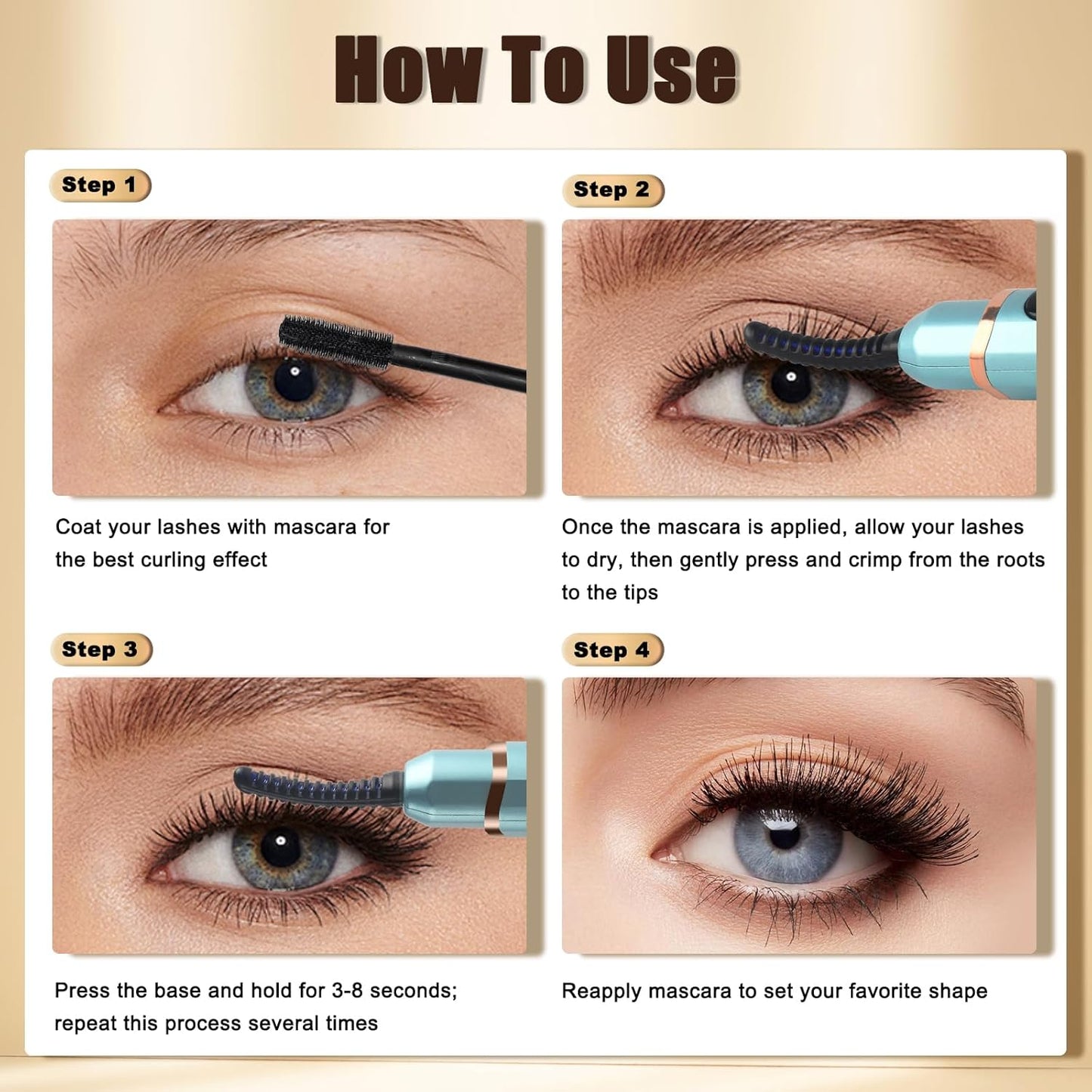 Heated Eyelash Curlers with Battery Indicator, Electric Eyelash Curler 3 Temperature Modes LED Display USB Rechargeable Makeup Tools, Heated Lash Curler Ideal Christmas Gift for Women LS423