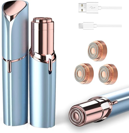 Facial Hair Removal for Women, Face Razors for Women's Electric, Rechargeable Women Mustache Remover with 3 Replacement Heads