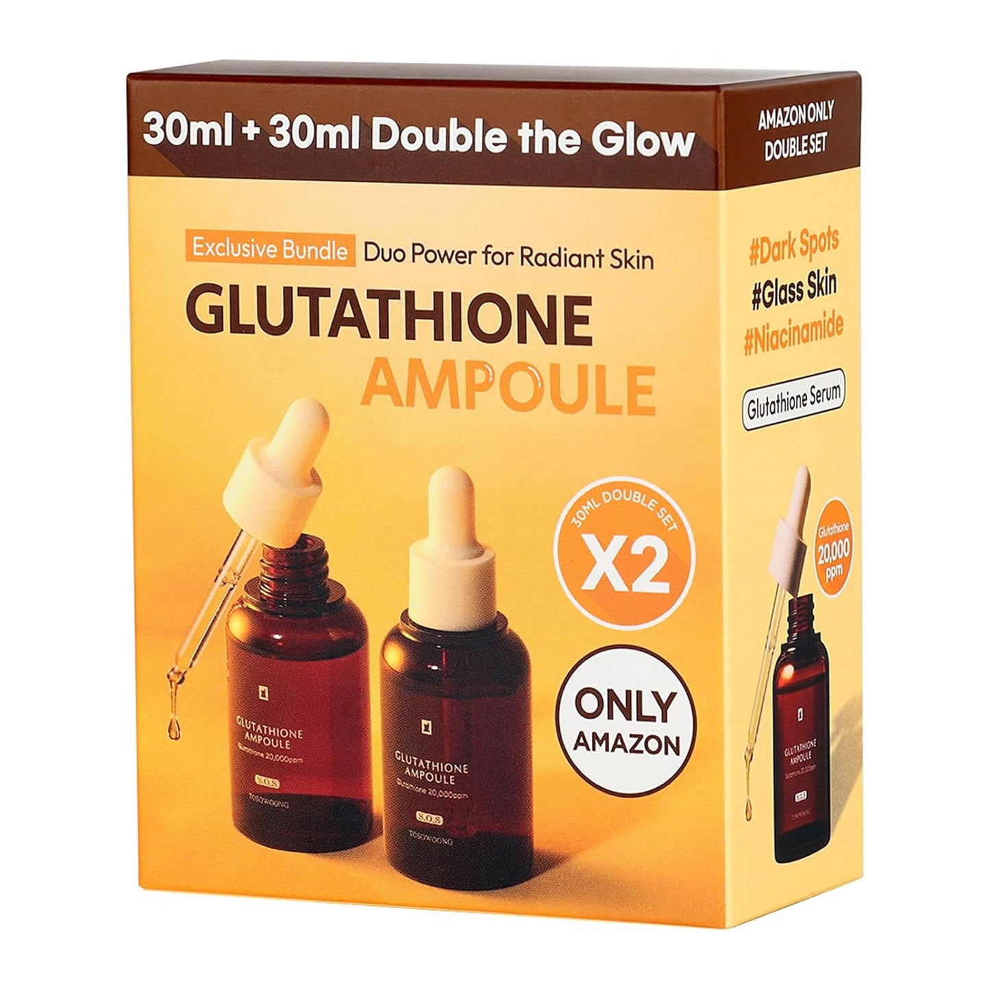 Glutathione Serum with 20,000ppm Glutathione, Niacinamide and hyaluronic acid, Dark Spot, Improve skin elasticity, Revitalize complexion, Korean Skincare, 2.02 fl. oz.