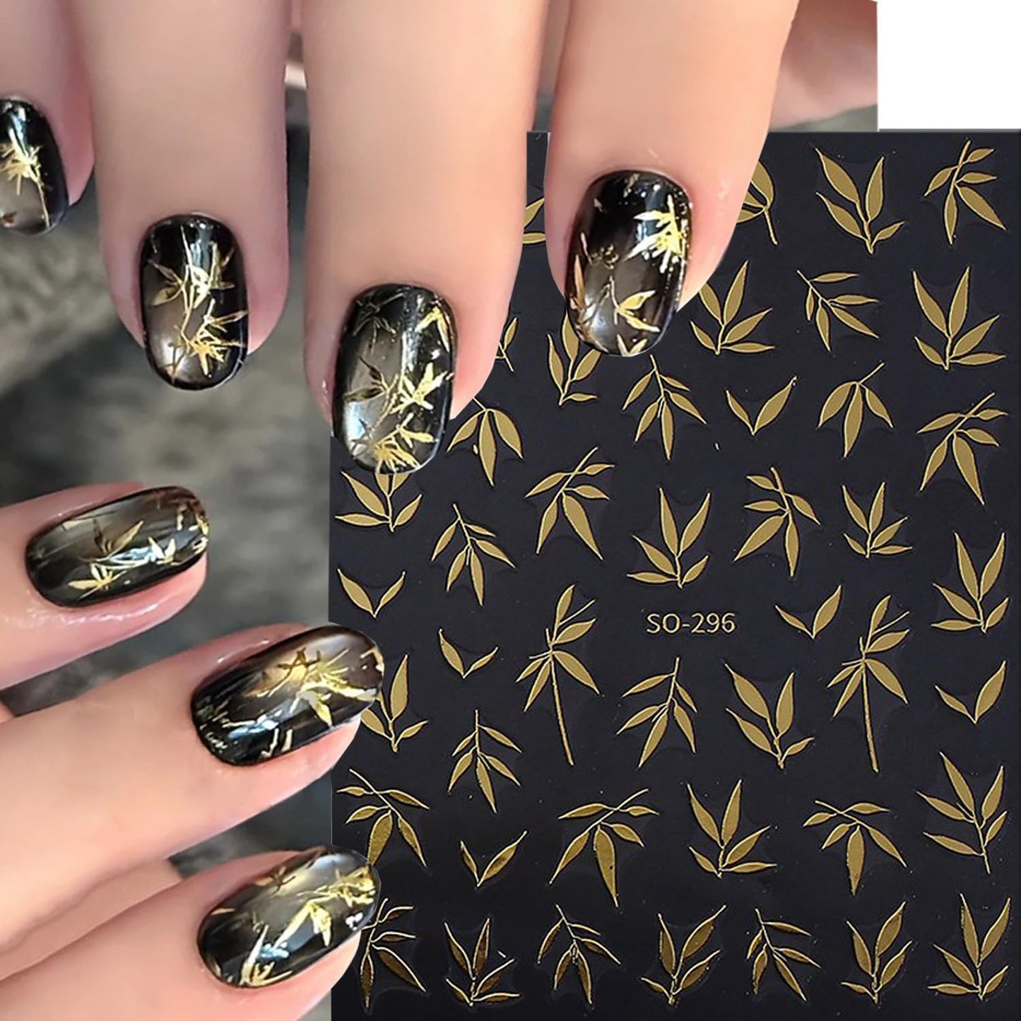 5 Sheets Bamboo Nail Art Stickers 3D Self -Adhesive Colorful Bamboo Nail Decals Holographic Gold Silver Blue Green Orange Nail Sticker Unique Chinese Style Nail Decoration for Women Manicure Supplies