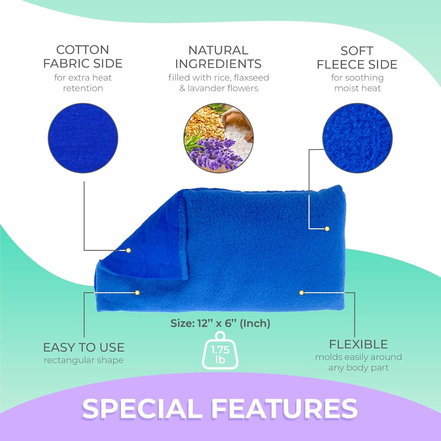 My Heating Pad Microwave Heating Pad - Moist Microwavable Heating Pads for Joints and Muscles Relief - Microwave Hot Pack Heat Pad for Cramps - Chilled or Heated Pad Therapy - Blue - Lavender Scent
