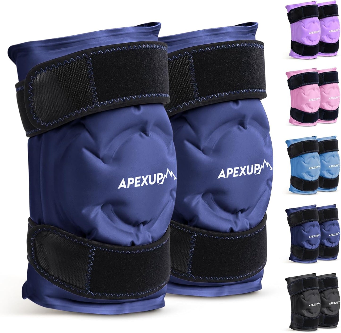 APEXUP Ice Pack for Knee Pain Relief, Large Reusable Wrap After Surgery, Flexible Gel Cold Pack for Injuries, Pain Relief for Back, Shoulder, Elbow, Ankle and Leg (Navy Blue, XXL, 2PK)