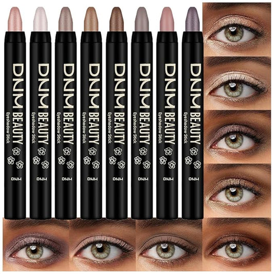 Kaely 8Pcs Cream Eyeshadow Stick Set for Older Women, Champagne Pearl Taupe Bronze Cocoa Stone Putty Smoky Amethyst, Matte Shimmer Eyeliner Pencil Eye Shadow Sticks Palette Makeup, sombras para ojos