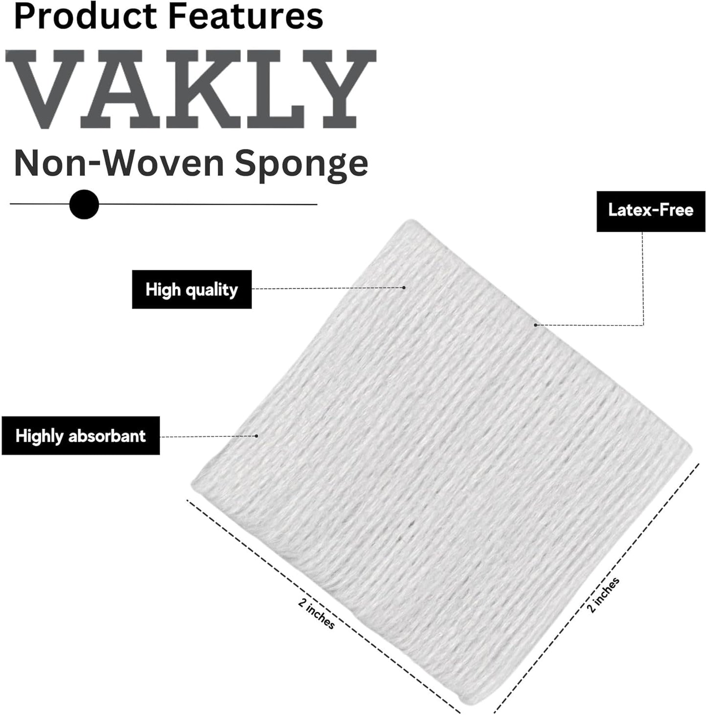 Non-Sterile Gauze Pad - Non-Woven 4 Ply Highly Absorbent Gauze Pad Dressing Sponges- Great for First Aid Medical, Dental and Wound Care, Prepping, Scrubbing & Cleaning (2x2 (200 Count))