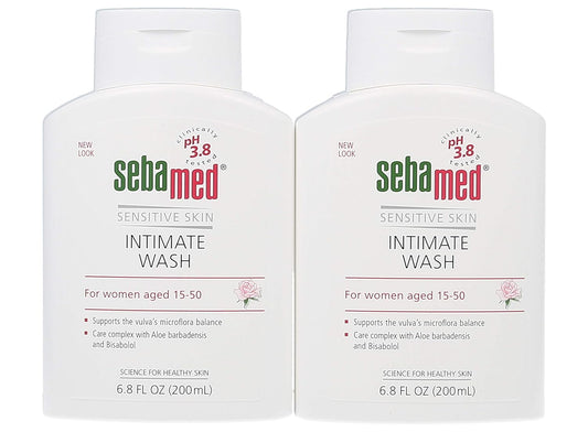 SEBAMED Feminine Intimate Wash pH 3.8 For Microflora Balance With Aloe Vera Mild Organic Based Daily Vaginal Wash Feminie Hygiene 6.8 Fluid Ounces (200 mL) Pack of 2
