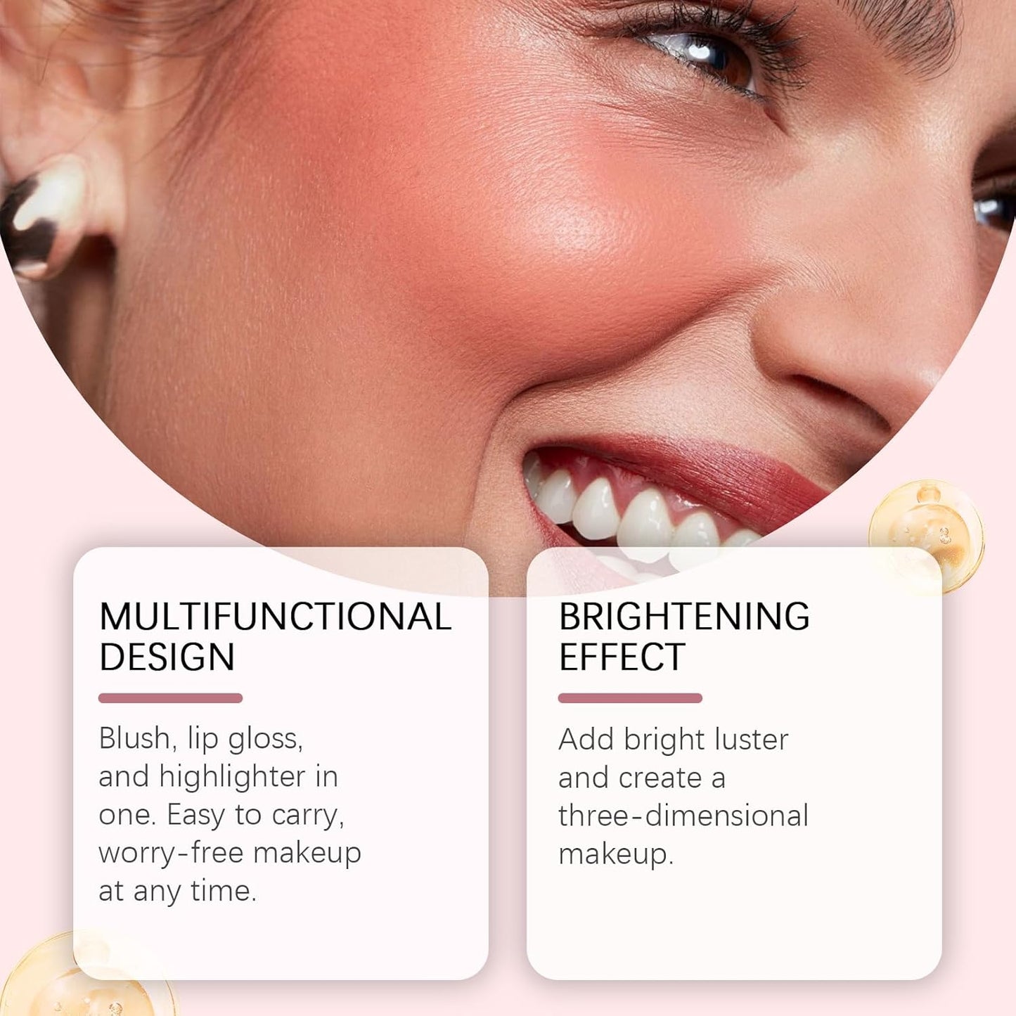 Liquid Blush for Cheeks, Blush Beauty Stick With Soft Cushion Applicator For Radiant, Flushed Cheeks, Infused With Squalane, Vegan & Cruelty-free， Pink