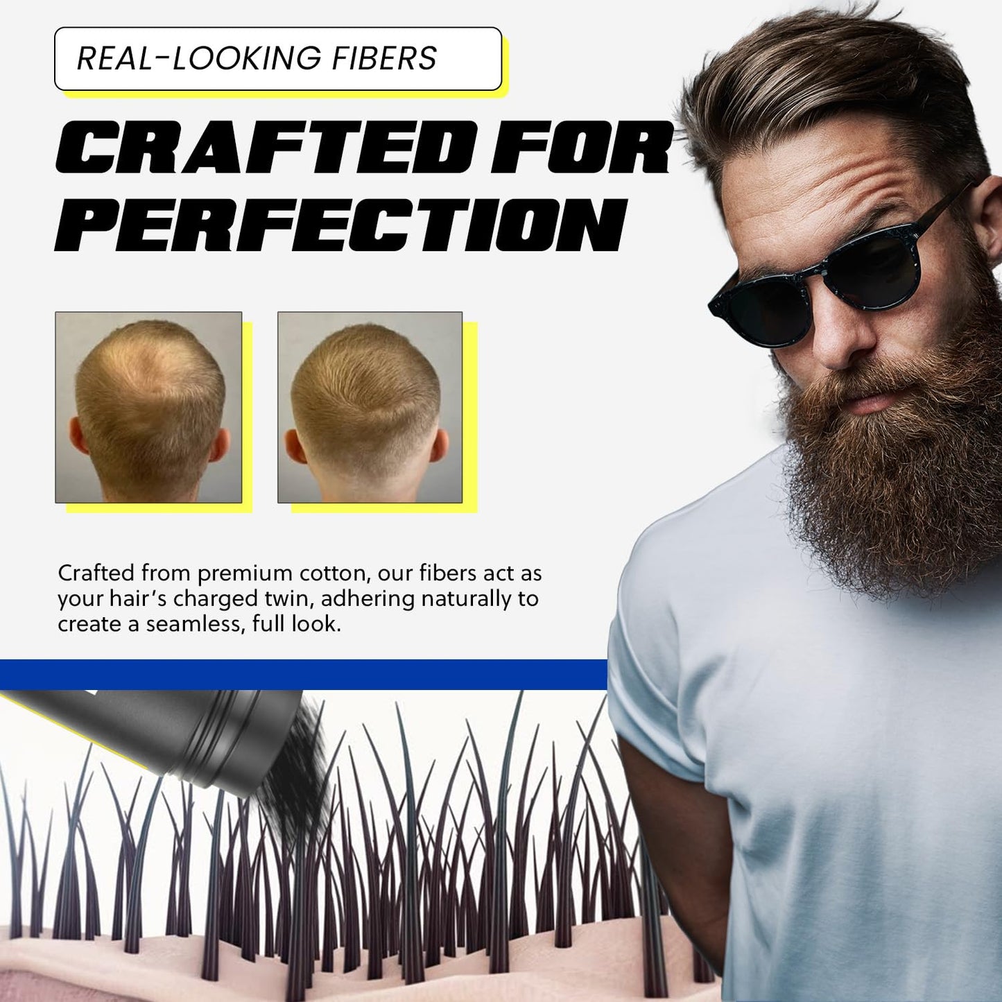 PrimeLook Hair Building Fibers, Luxurious Building Fibers for Thinning Hair, Superior Formula for Men & Women, Instant Volume, Matches Colors (27.5g, Black)