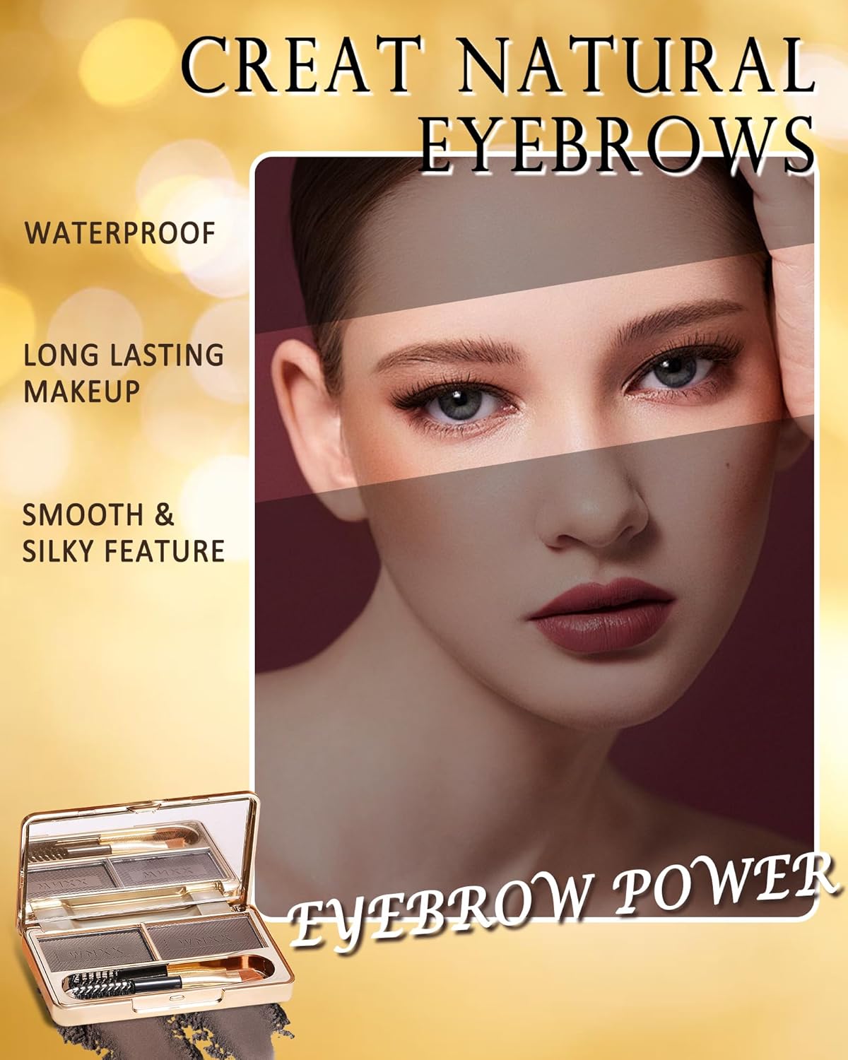Eyebrow Powder Kit-2 Colors Eye Brow Tinting Powder Palette Long-Lasting Waterproof, Light Dark Grey Brown Brow Filler Product, Mother's Day Makeup Gift for Women Girl, with Mirror Brow Brush-Set 02
