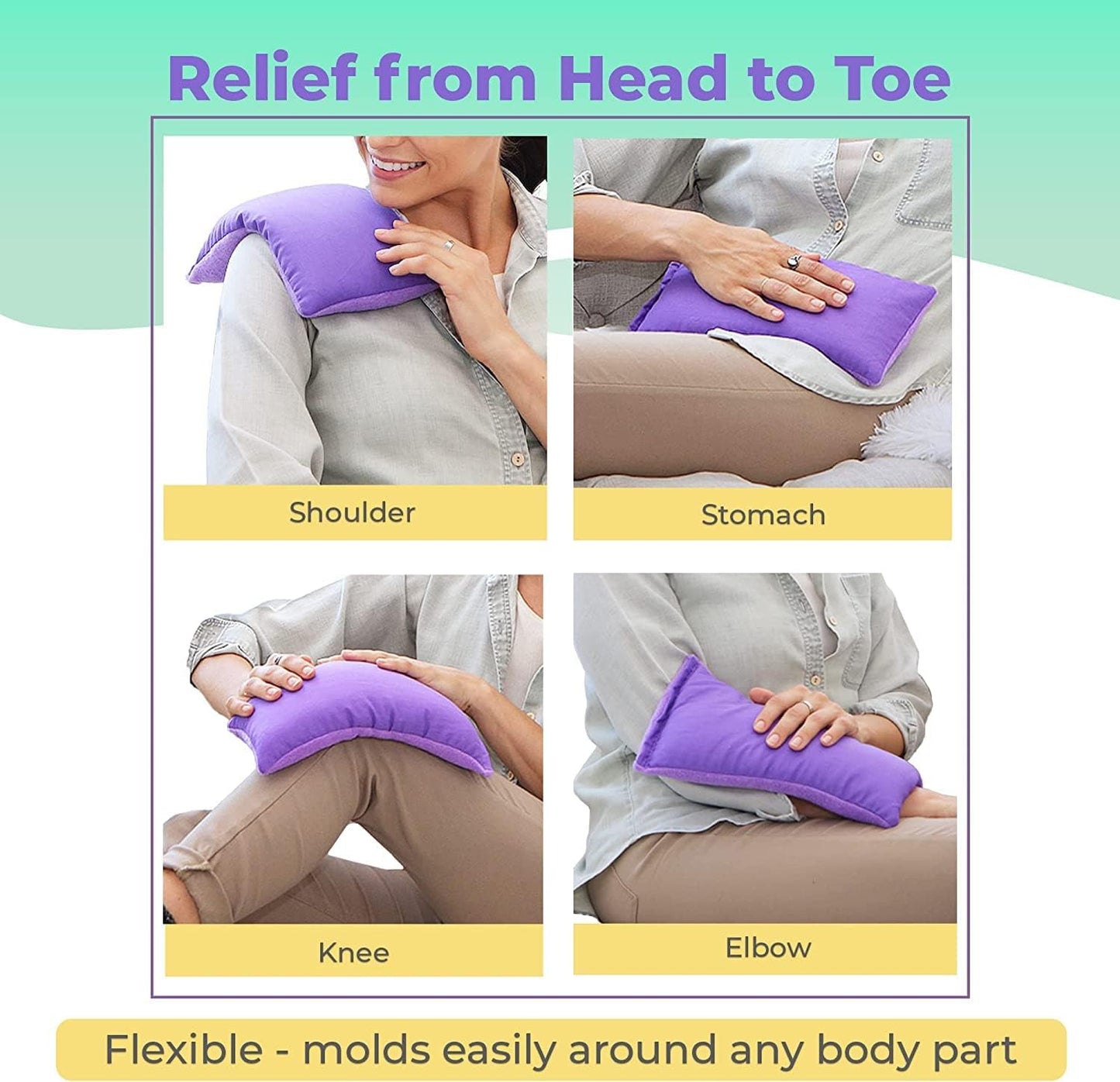 My Heating Pad for a Better Comfort - Moist Microwavable Heating Pads for Joint Pain and Sore Muscles - Microwave Hot Pack Heat Pad for Cramps - Chilled or Heated Pad Therapy Pillow - 3 Packs Purple