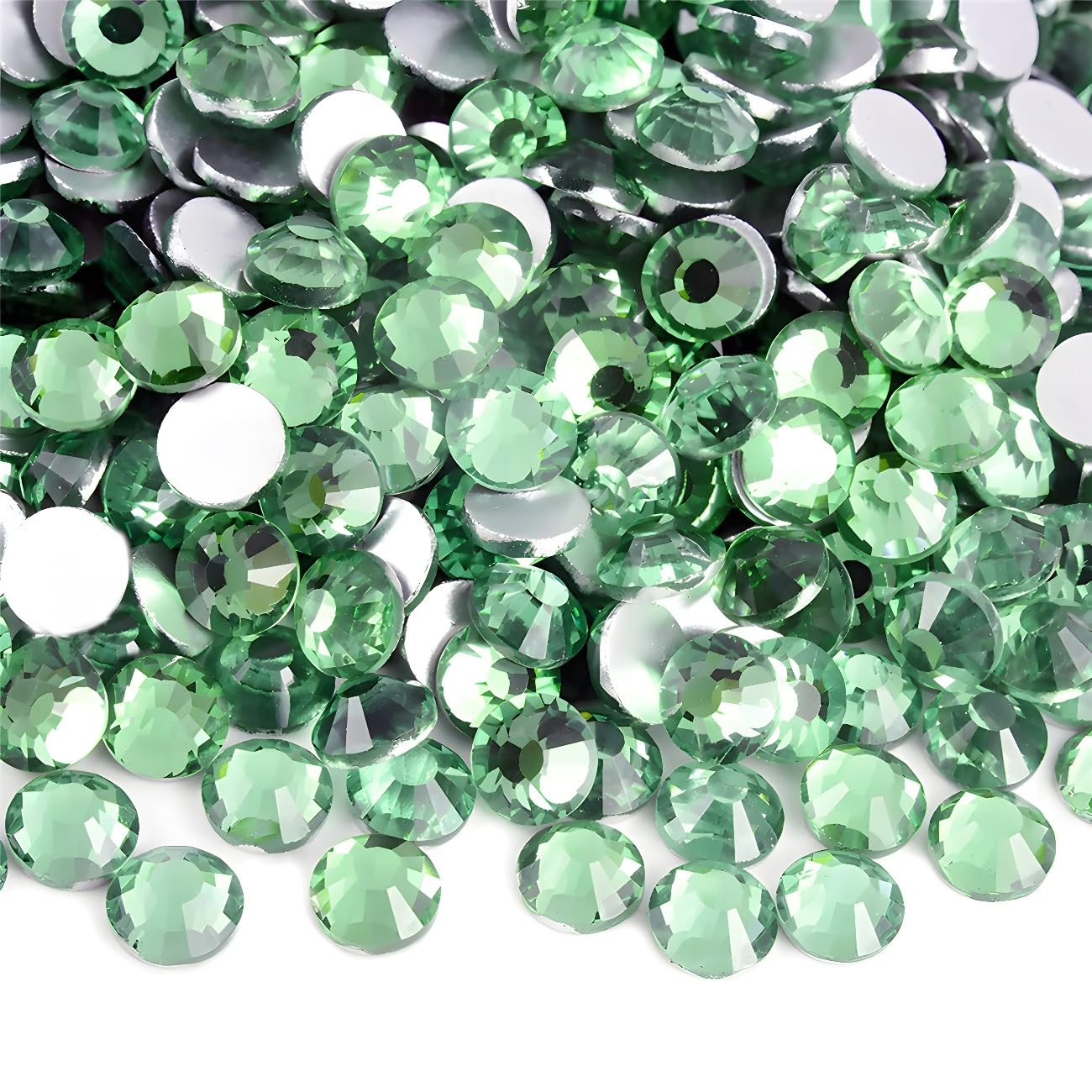 Flatback Rhinestones Round Gems for Nails Art and Crafts 2000Pcs SS16 4mm Glitter Crystals Stone DIY Bags Clothes Shoes (Light Green)