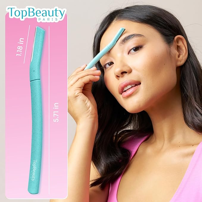Paris Women Facial Eco Razors - 3 pcs per pack - Wheat Straw Eyebrow Razors - Multipurpose Facial Body Hair Peach Fuzz Removal Trimmer Shaver - Dermaplaning Tool - Protective Safety Cover