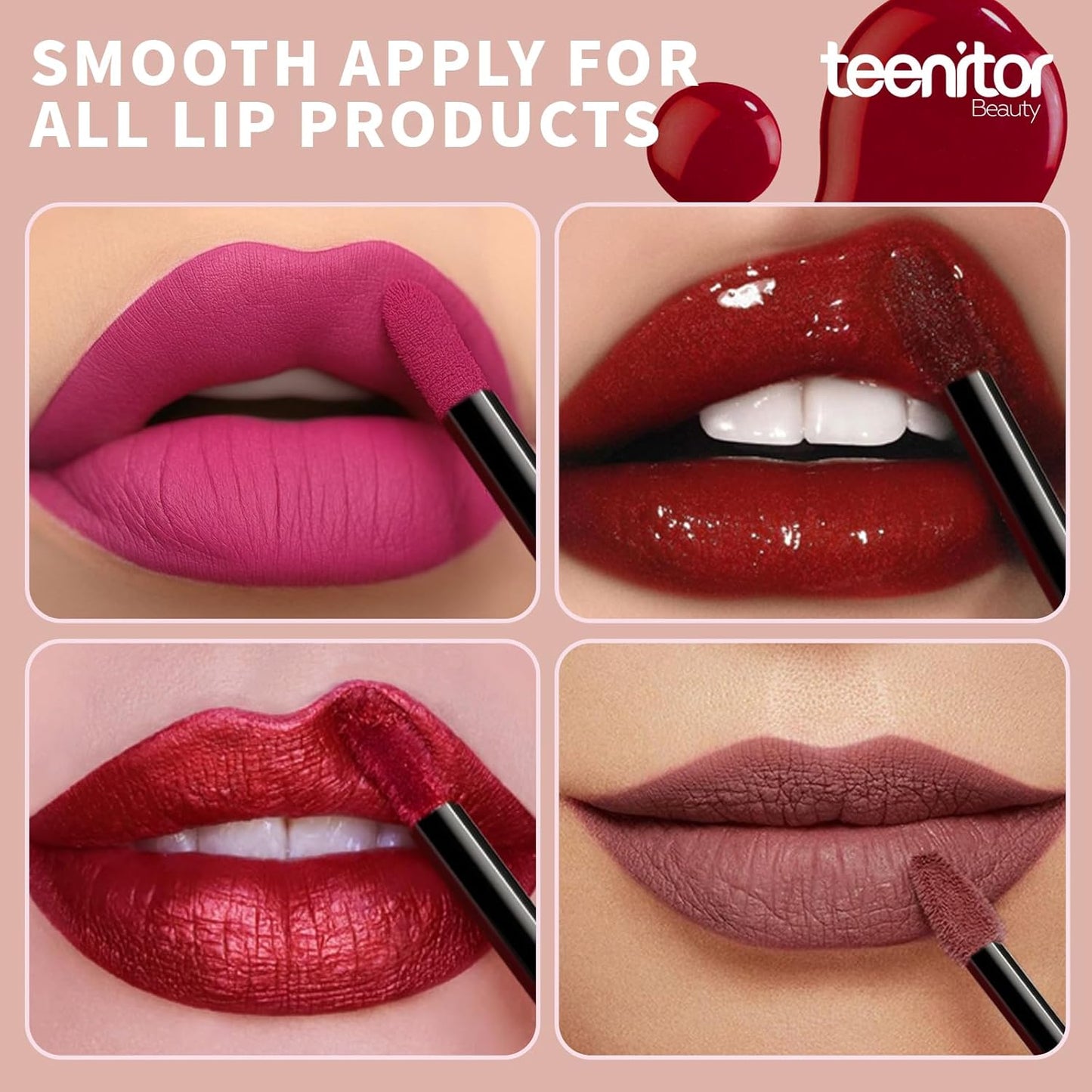 Teenitor 200 Pcs Mascara Wands & Lip Applicators - Disposable Makeup Applicators in Hot Red