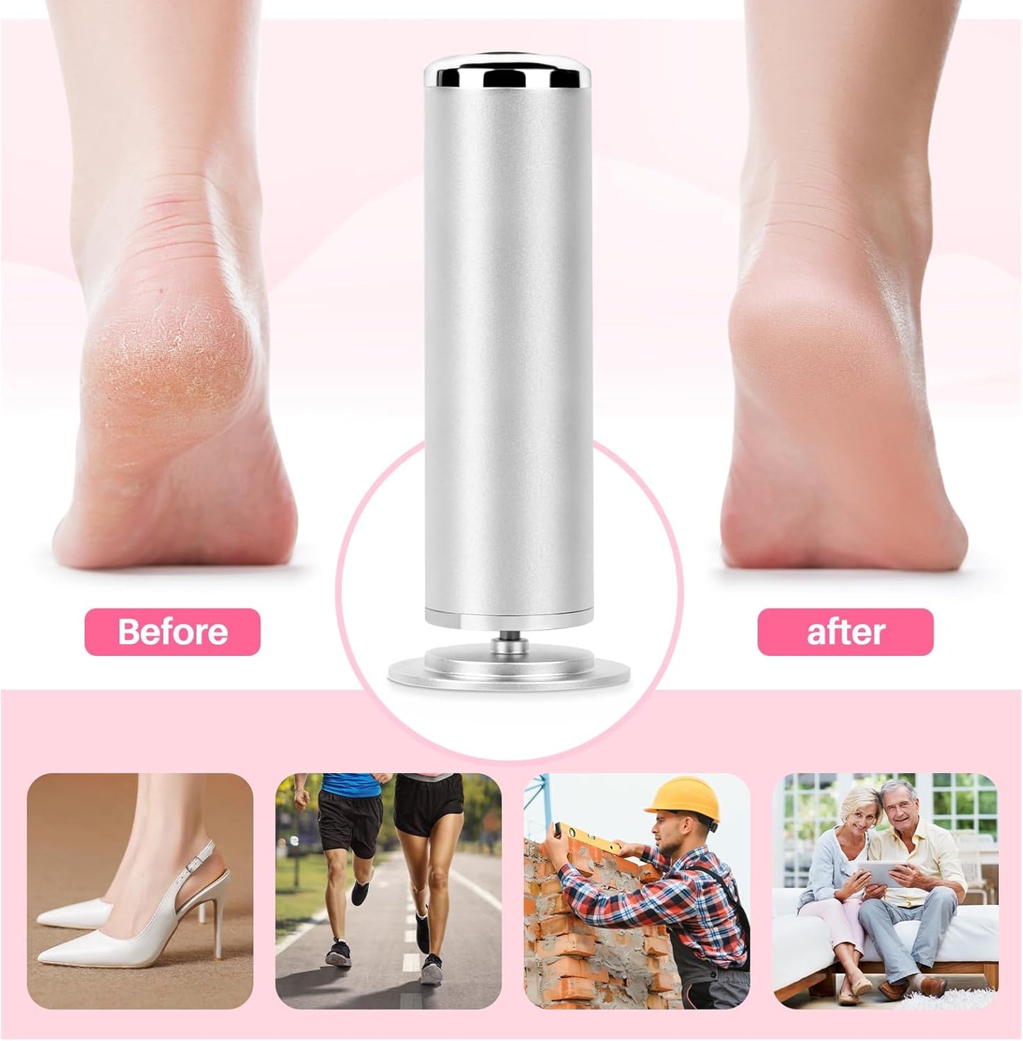 Foot File Callus Remover for Feet: Profesional Pedicure Tool for Summer - Adjustable Speed Electric Foot File Grinder for Skin and Calluses - with 60 Pcs Replacement Sandpaper Disk for Home SPA Salon