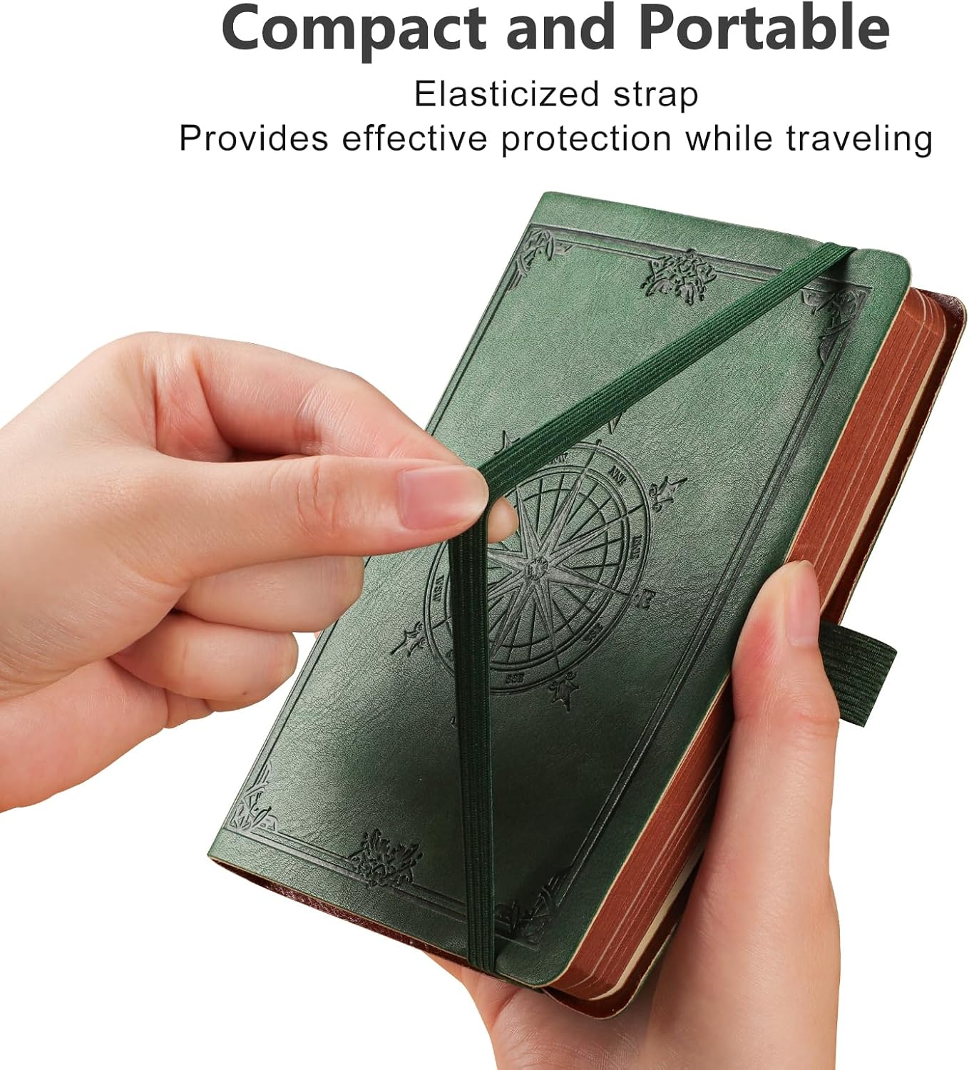 AHGXG Small Blank Pocket Journal Notebook for Men - 256 Numbered Pages B6 Mini Journal, Vintage Soft Leather Hardcover, 80gsm Paper, for Women Work Office School, 4.1'' X 5.7''- Dark Green